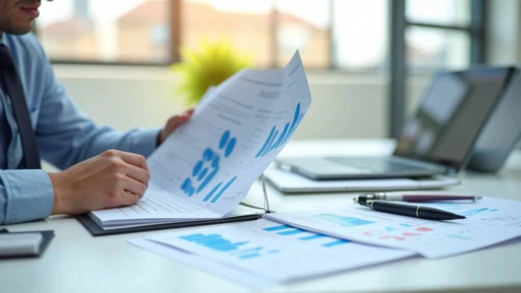 Statistisches Diagramm mit Marktanalysen auf einem modernen Arbeitsplatz